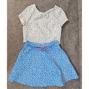 Lilly Pulitzer Girls 14 Thelma Zanzibar Blue Lillys Polka Dot Skirt  NWOT